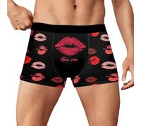 CaleçOns Longs Homme,Boxer Long Homme,Produit catégorie Men&APOSS Underwear | Produit Titre sous-vêtements imprimés pour la Saint-Valentin - Mode Casual et Confortables pour Hommes (Black, XL)
