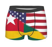 Caleçons pour Hommes Drapeau Américain Et Drapeau du Togo Boxers Homme Shorts Stretch Caleçon Boxers Homme Respirant Boxer Briefs Caleçons Hommes pour Valentin Garçon Cadeau S