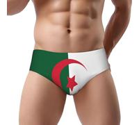 Caleçons triangulaires pour homme - Confortables et souples - Imprimé drapeau de l'Algérie - Coupe classique - Avec pochette de contour, noir, X-Large