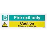 Caledonia Signs 12061G Panneau Fire Exit Only Caution This Door is Alarmed en plastique rigide G : 300 mm x 100 mm