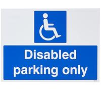 Caledonia Signs 17606K Panneau pour handicapés Parking Only, plastique rigide, blanc, 400 mm x 300 mm
