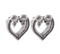 Calefee 16mm Tunnel Oreille, Écarteur Oreille en Acier inoxydable Forme de Cœur avec Tête de Mort Rétro, Bijoux de Piercing Homme 2 Pièces