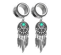 Calefee 2 PCS Bouchon Oreille Ecarteur pour Femme, Ecarteur Oreilles Tunnel en Acier Chirurgical Bohème à Vis Ear Stretcher Strass Argent 16mm