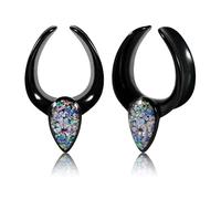 Calefee 8mm Tunnel Oreille, Ecarteur Oreilles en Acier inoxydable en Forme de U avec Opale, Bijoux de Piercing Femme 2 Pièces
