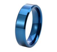 Calefee Anneau Femme Bague, Bague Tungstene Homme Personnalisable Alliance Bleue Large de 6mm avec Bord Biseauté, Taille 67