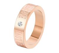 Calefee Anneau Homme Bague, Bague en Acier Inoxydable Femme Personnalisable Alliance Forever Love avec Zirconium, Taille 52