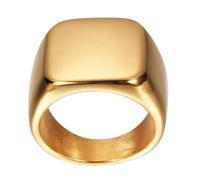 Calefee Anneau Homme Bague, Bague Homme Fiançailles Acier Inoxydable Chevalière Carrée en Or de 18mm de Large, Taille 49