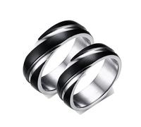 Calefee Bague Anneau Couple Amoureux pour 2, Bague de Promesse Couple Acier Inoxydable Bague Noire et Argentée 6 mm, Femme Taille 52 et Homme Taille 67