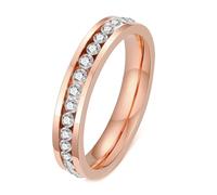Calefee Bague Anneau Femme, Bague en Acier Inoxydable Femme Personnalisable Alliance Éternité de 4mm de Large, Taille 62