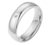 Calefee Bague Anneau Femme, Bague pour Homme Personnalisé Personnalisable Alliance Unie de 5mm de Large avec Zirconium, Taille 49