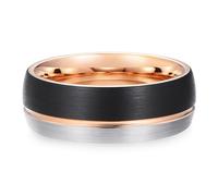 Calefee Bague Anneau Homme, Bague Personnalisable Homme Tungstene Alliance Brossée Large de 8mm avec Rainure, Taille 65