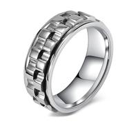 Calefee Bague Anti Stress Homme, Bague Homme Acier Inoxydable de Fiancaille Alliance Rotative Polie de 8mm de Large, Taille 54