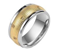 Calefee Bague Anti Stress Homme Tournante, Bague Acier Inoxydable Homme Personnalisable Alliance Rotative de 10mm de Large avec Zirconium, Taille 60