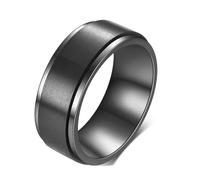 Calefee Bague Anti Stress Homme Tournante, Bague Acier Inoxydable Personnalisable Brosse Rotative Brossée de 8mm de Large, Taille 62