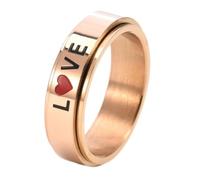 Calefee Bague Anti Stress Tournante, Anneau Homme Bague Acier Inoxydable Gravure Love Sur Alliance Rotative de 6mm de Large, Taille 49