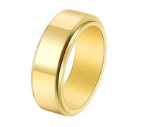 Calefee Bague Anti Stress Tournante, Bague Mariage Homme Acier Inoxydable Alliance Lisse Polie Rotative de 8mm de Large, Taille 67