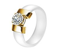 Calefee Bague Ceramique Homme, Bague de Mariage Femme Solitaire de 6mm de Large avec Zirconium, Taille 52