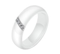 Calefee Bague Ceramique Homme, Bague pour Femme Personnalisé Alliance Blanche de 6mm de Large avec Zirconium, Taille 62