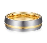 Calefee Bague de Fiançailles, Bague Personnalisable Homme Tungstene Alliance Brossée de 7mm de Large avec Rainure, Taille 49