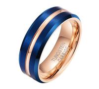 Calefee Bague de Mariage Homme, Bague Tungstene Homme Personnalisable Alliance Brossé Bicolore de 8mm de Large avec Rainure, Taille 52