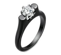Calefee Bague en Ceramique Femme, Bague Anneau Homme Mariage Bijoux Fantaisie Tiny Band Solitaire, Taille 60