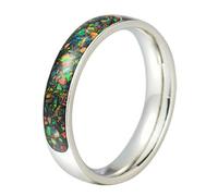 Calefee Bague Fiancaille Femme, Bague Acier Homme Inoxydable Personnalisable Alliance Large Incrustée d'opale de 8mm, Taille 67