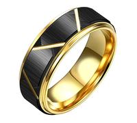 Calefee Bague Homme Fiançailles, Bague en Tungstène pour Homme Personnalisable Alliance Brossée de 8mm de Large avec Rainure, Taille 49