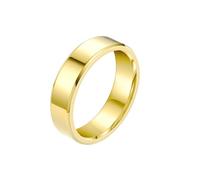 Calefee Bague Mariage Acier Inoxydable Personnaliséz, Anneau Alliance Simple Poli Or 4MM Bagues de Fiancaille Plaine Pour Femme Gravure Taille 61.5