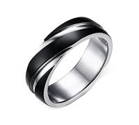 Calefee Bague Mariage Alliance Homme Acier inoxydable, Bague Anneau Bicolore Noir Gravee 6MM Bagues de Fiancaille Taille 66.5