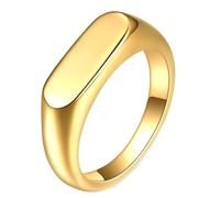 Calefee Bague Mariage Femme, Bague de Fiancaille Homme Acier Inoxydable Chevalière Ovale de 6mm de Large, Taille 57