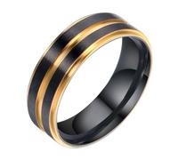Calefee Bague Mariage Homme, Bague en Acier Inoxydable Femme Personnalisable Alliance Brossée avec Rainure de 6,8mm de Large, Taille 67