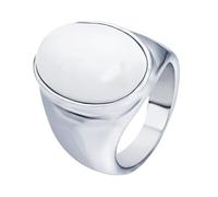 Calefee Bague Mariage Homme, Bague Personnalisable Femme Acier Inoxydable Alliance Large de 23mm avec Pierre Blanche, Taille 62