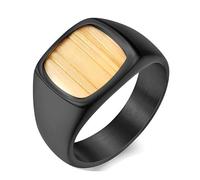 Calefee Bague pour Homme Mariage, Bague Fiancaille Homme Acier Inoxydable Chevalière en Bois Incrustée de 5,5mm de Large, Taille 65