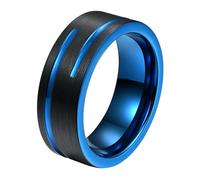 Calefee Bague pour Homme Mariage, Bague Personnalisable Homme Tungstene Alliance Brossé Bicolore Large 8mm avec Rainure, Taille 65