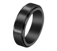 Calefee Bague Rotative Femme, Bague pour Homme Acier Inoxydable Personnalisé Alliance Noir Uni Rotatif de 6mm de Large, Taille 52