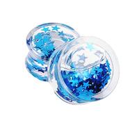 Calefee Bouchon d Oreille Tunnel 6mm en Acrylique, 2 Pièce Tunnels Oreilles Bleu Transparent Extenseur Piercing Bijoux Double Évasé Homme