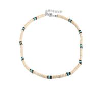 Calefee Collier Surfeur Coco Ethnique Bois, Collier 2 Fils Homme Col Rond Été Réglable Longue 47 à 54 cm, Bijoux de Plage, 43+7cm, Bois, Pas de gemme