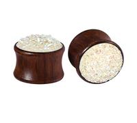 Calefee Dilatateurs Lobo Bois, Flesh Tunnel Plug Boucles d'oreilles Piercing avec paillettes 8 mm à 20 mm, bouchons d'oreille 2 pièces, 20mm=3/4 inch, Bois, No Gemstone
