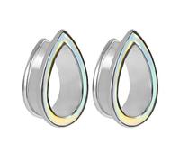 Calefee Écarteur 19mm, Tunnel Oreille Acier inoxydable en Forme de Larme, Bijoux de Piercing Femme 2 Pièces