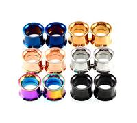 Calefee Écarteur Oreille Tunnel Acier Inoxydable, 12PCS Boucles d'oreilles Double Évasé 8mm Piercing Bijoux à Vis Multicolore pour Femme