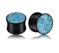 Calefee Ecarteur Oreilles Plug 14mm, Écarteur Tunnel en Acier inoxydable avec Opale, Bijoux de Piercing Femme 2 Pièces
