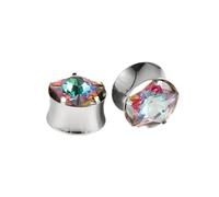 Calefee Ecarteur Plug d Oreille 14mm, Piercing Tunnel Acier inoxydable avec Zircone en Forme D'Étoile, Écarteur Extenseur Homme 2 Pièces