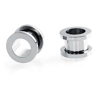Calefee Expander Stretching Piercing Oreille Skin Flexible Flesh Acier, 1 Paire Boucle Oreille Ecarteur Double Évasé Civière Piercings à Vis Argent pour Femme