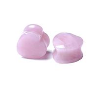 Calefee Lot de 2 Écarteur d'oreille pour Homme, Piercing Plug Tunnel en Pierre Forme de Cœur Piercing Bijoux Rose 6mm