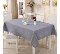 Calefee Nappe Carrée 120x120 cm, Nappe Lavable Coton pour Salle à Manger, Jardin 2 Personnes Aspect Lin Bleu Uni