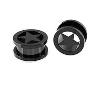 Calefee Plugs and Tunnels Piercing Acier Inoxydable, 1 Paire Écarteur Oreille Étoile Extenseur Piercing Bijoux à Vis Noir/Argent/Or pour Homme