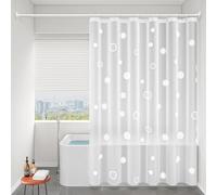 Calefee Rideau de Douche 80 par 180, Rideau de Bain en Peva Semi Transparent avec Motif Cercle, Rideau de Douche avec Ourlet Lesté Anti Moisissure