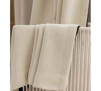 Calefee Rideaux Occultants Thermique 132x160, Rideau Moderne Salon Chenille Crème Texturé Blé, Oeillet, Lot de 2