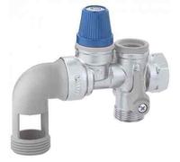 Caleffi 526153 Groupe de Sécurité pour Chauffe-eau 3/4'' Avec Coude Orientable pour Installations Horizontales, Vanne d'Arrêt et Clapet Anti-retour Contrôlable