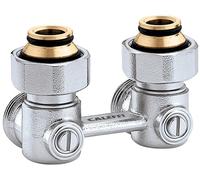 Caleffi Bloc de robinet bitube 3011 forme équerre, 3/4" femelle